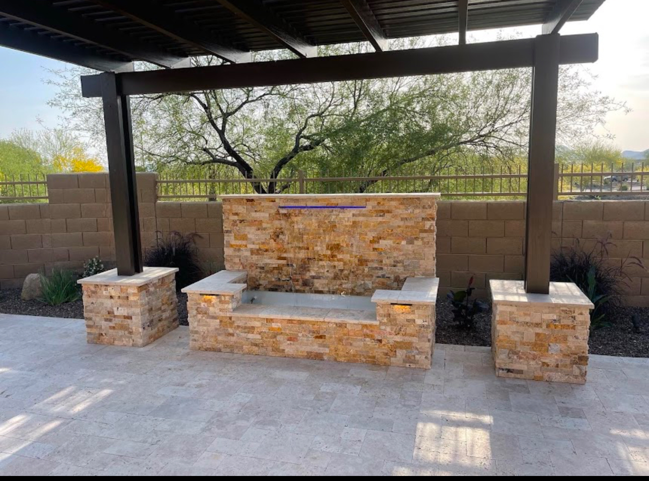 Custom Pergola with Fountain